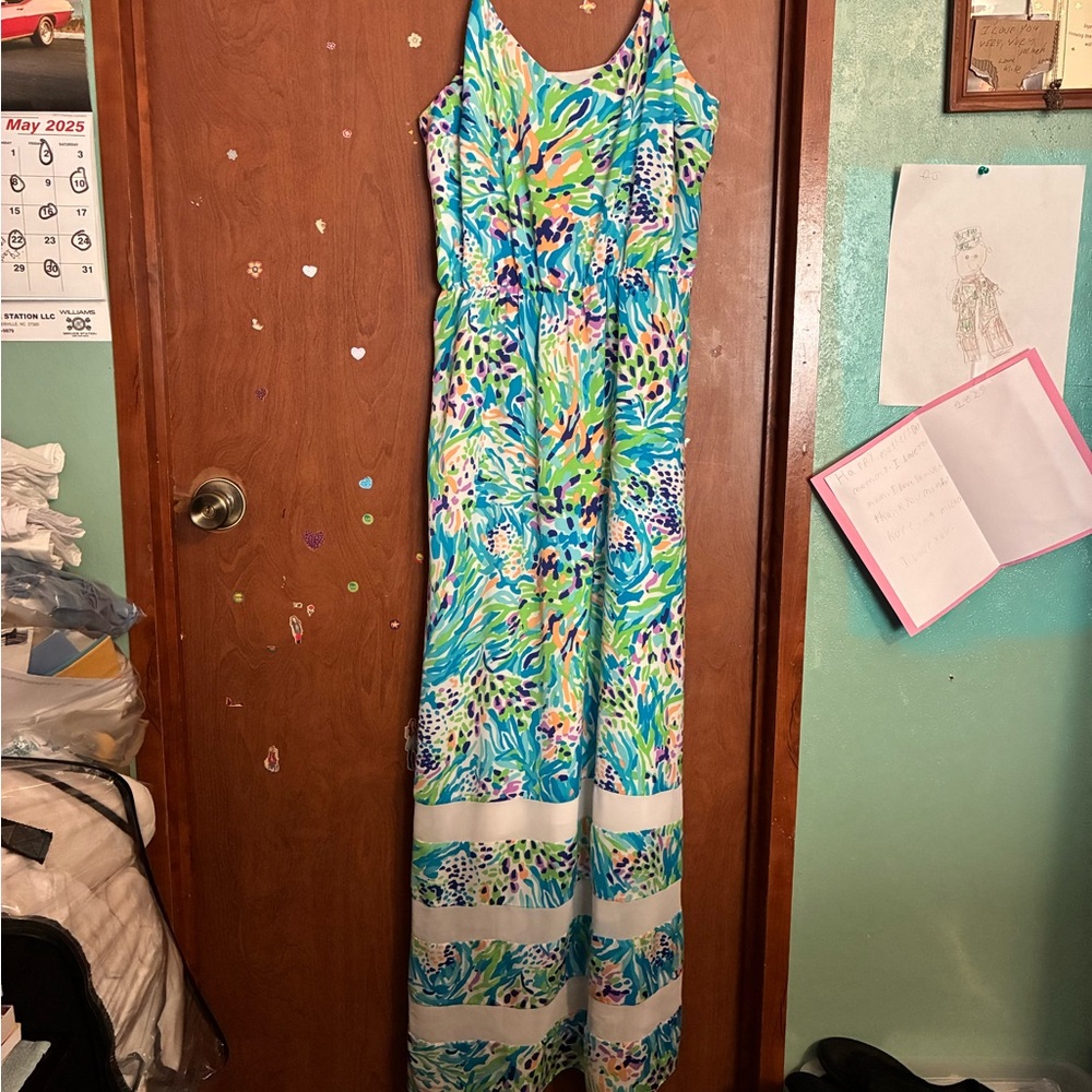 EUC Lilly Pultizer Adjustable Spaghetti Strap Fully Lined Maxi